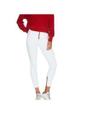NWOT Etienne Marcel Red Zipper Collection White High Waist Stretch Jeans Sz 27